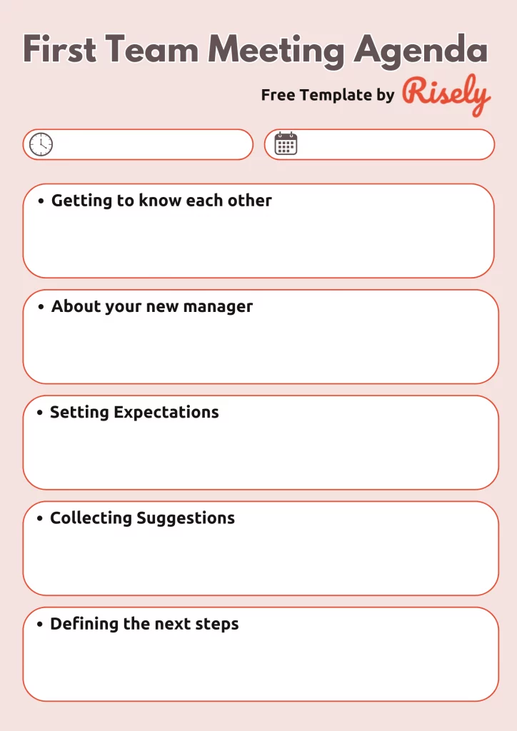 free template for first meeting as a new manager agenda 
