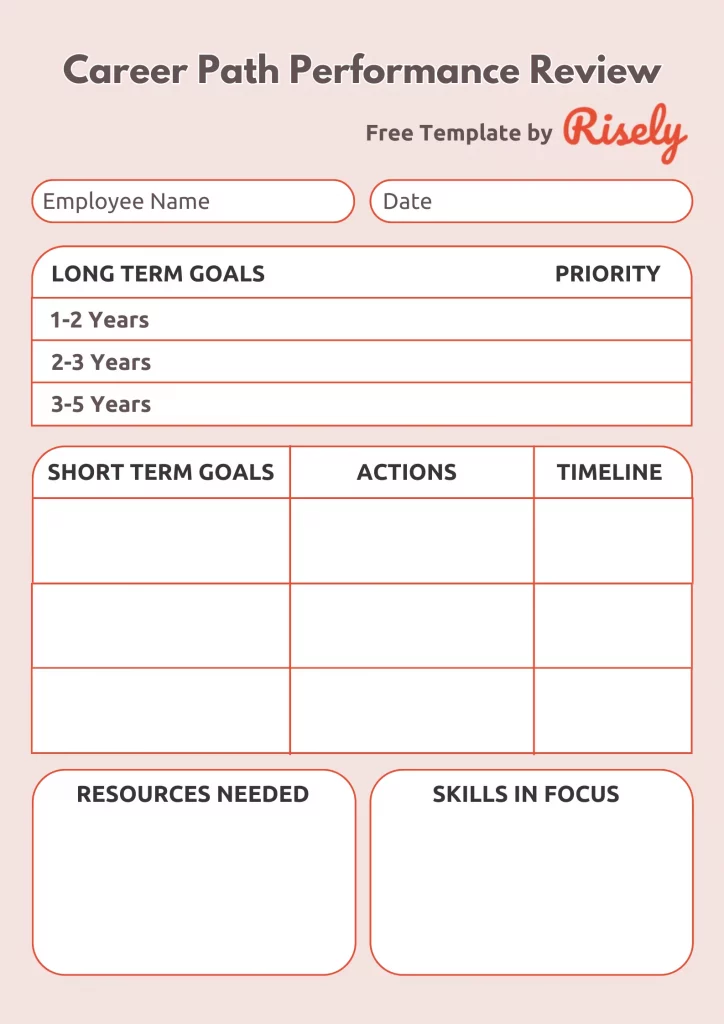 career path performance review template 